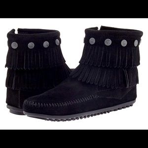 Minnetonka Double Fringe Moccasins